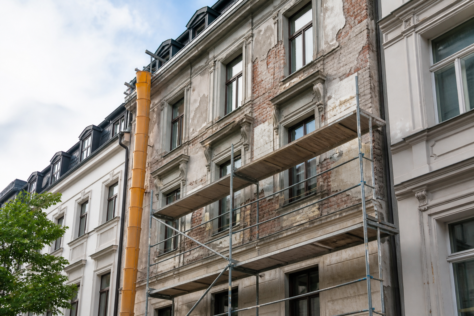 Redactioneel beeld bij Gevelrenovatie bij oudere bouwprojecten